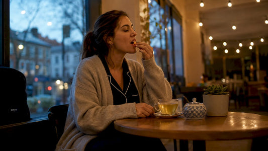 Woman taking natural sleep supplement strip at home