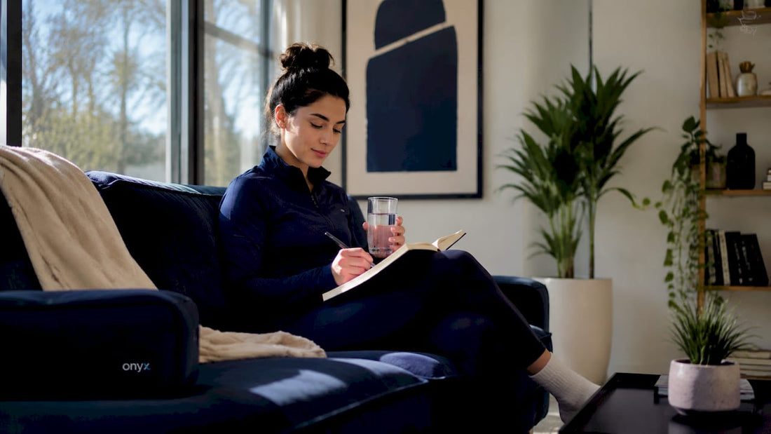 Woman practicing daily recovery rituals at home