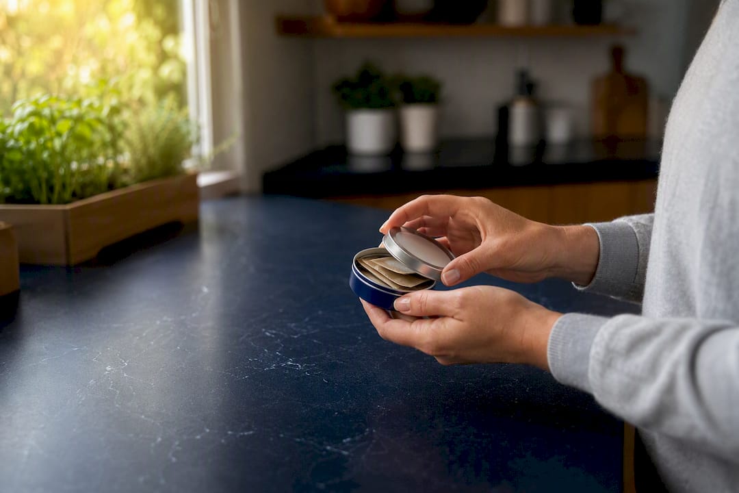 Hand opening vitamin D3 K2 supplement tin