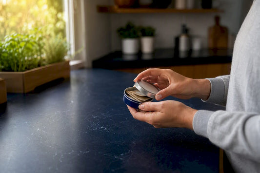 Hand opening vitamin D3 K2 supplement tin